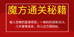 被人忽略的蓝海项目，魔方通关秘籍一单利润有39.9，几乎是零成本，月….-资源宝库