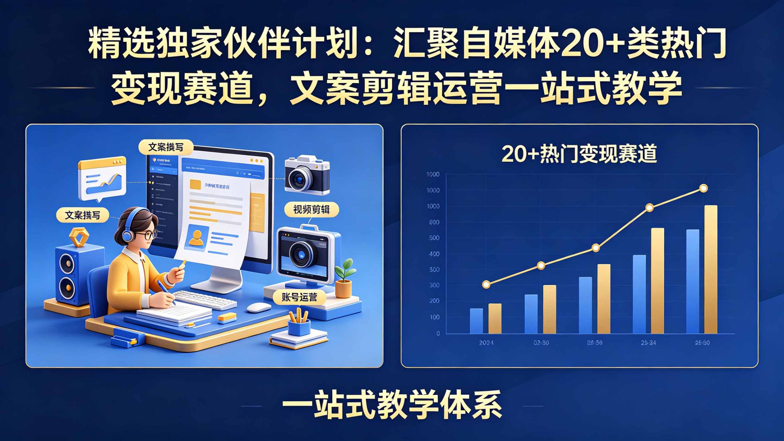 精选独家伙伴计划:汇聚自媒体20+类热门变现赛道,文案剪辑运营一站式教学-资源宝库