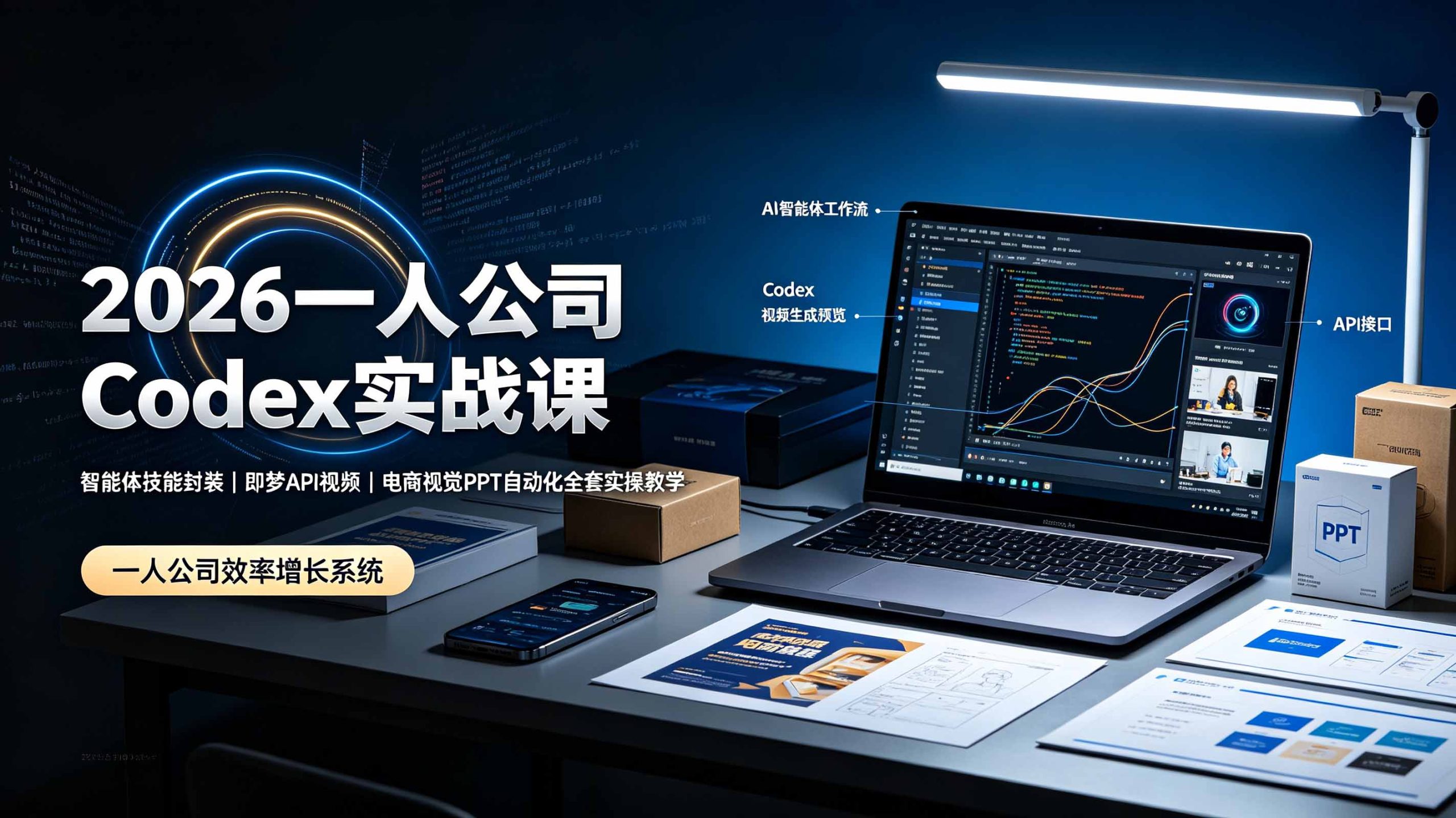 2026一人公司Codex实战课◆智能体技能封装|即梦API视频|电商视觉PPT自动化全套实操教学-资源宝库