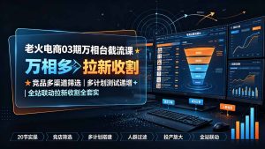 老火电商03期万相台截流课:竞品多渠道筛选|多计划测试递增|全站联动拉新收割全套实操教学-资源宝库