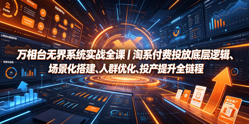 万相台无界系统实战全课|淘系付费投放底层逻辑、场景化搭建、人群优化、投产提升全链路运营教程-资源宝库