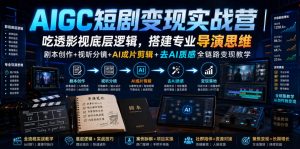 AIGC短剧变现实战营｜吃透影视底层逻辑，搭建专业导演思维，剧本创作+视听分镜+AI成片剪辑+去AI质感全链路变现教学-资源宝库