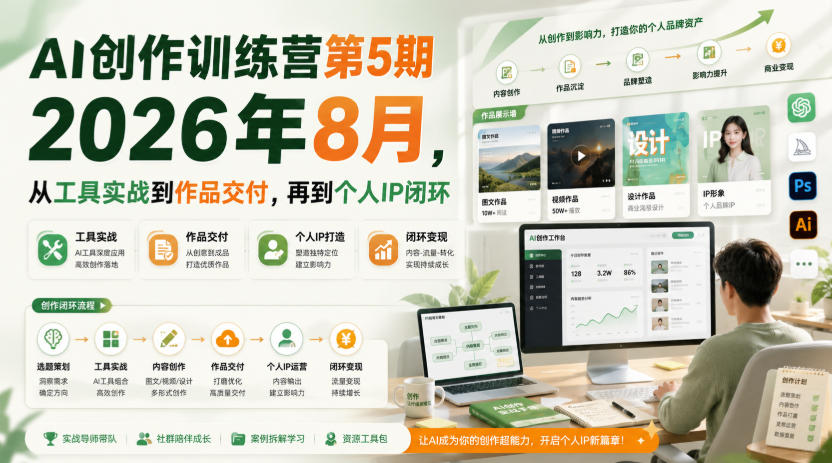 AI创作训练营第5期2026年8月,从工具实战到作品交付,再到个人IP闭环(更新0910)-资源宝库