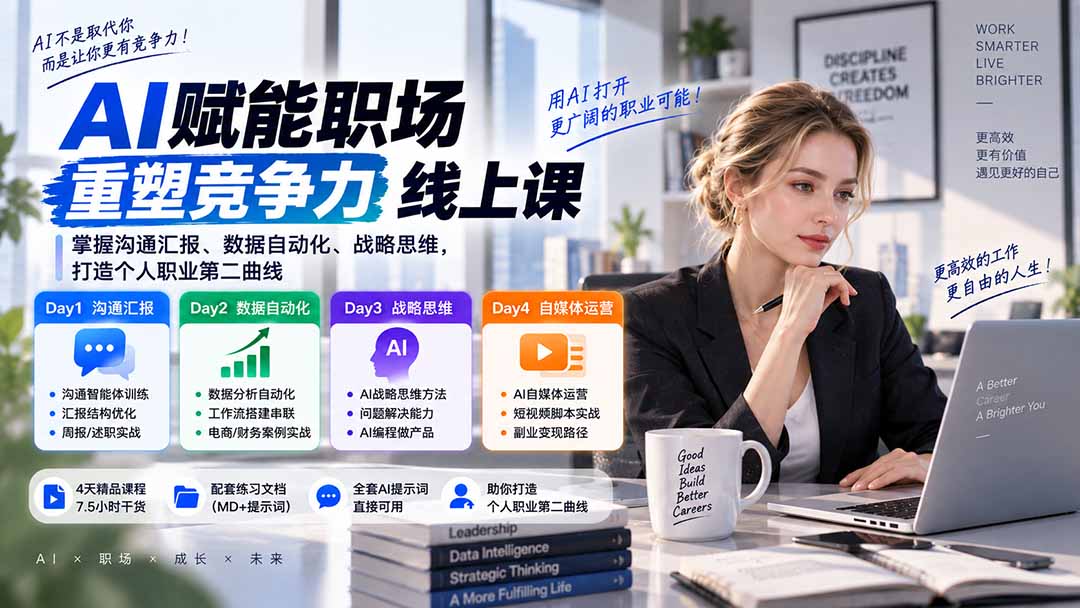 AI职场提效与第二曲线实战课-无水印：学习沟通汇报、数据工作流和战略思维，掌握AI编程做产品及自媒体运营方法-资源宝库