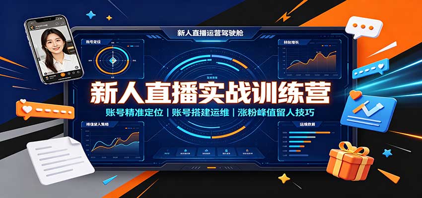 新人直播实战训练营:账号精准定位,账号搭建运维,涨粉峰值留人技巧-资源宝库
