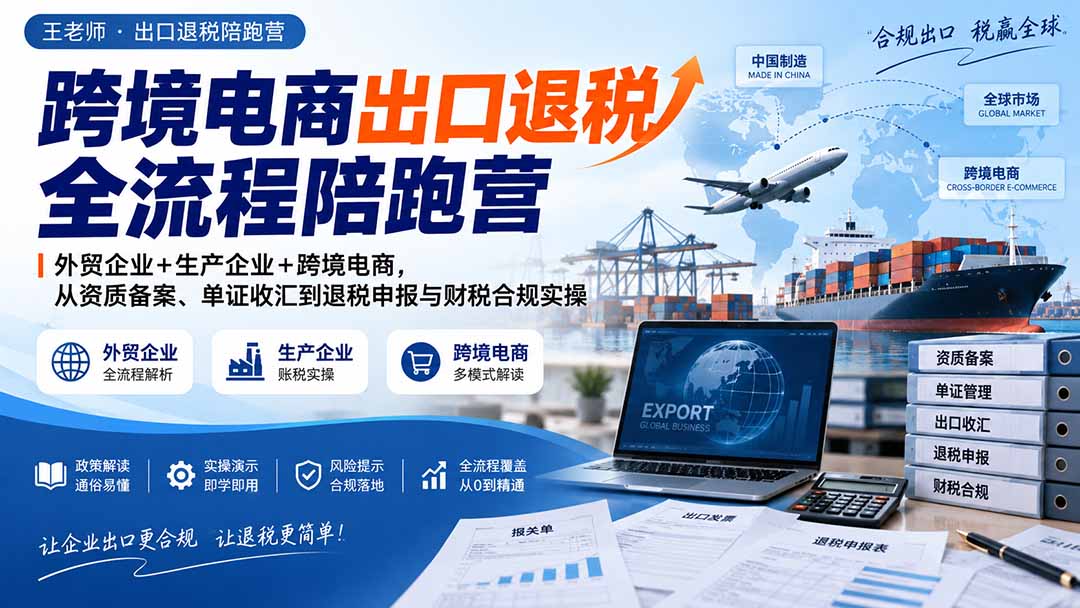 跨境电商出口退税全流程陪跑营｜外贸企业+生产企业+跨境电商，从资质备案、单证收汇到退税申报与财税合规实操-资源宝库