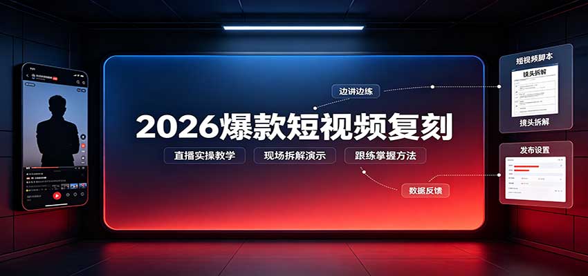 2026爆款短视频复刻:直播实操教学,配套文字文档掌握全流程-资源宝库