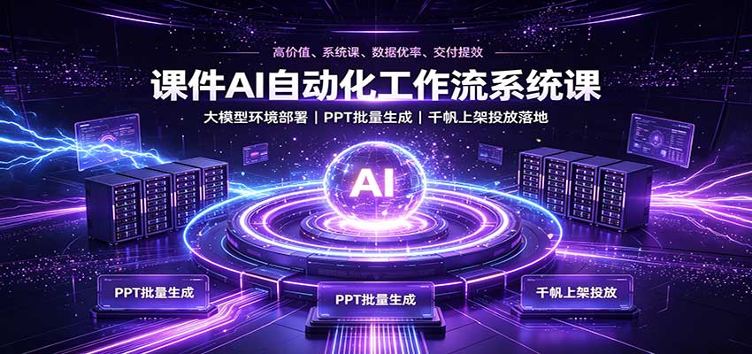 课件AI自动化工作流系统课:大模型环境部署,PPT批量生成,千帆上架投放落地-资源宝库