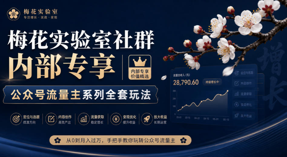 梅花实验室社群内部专享-公众号流量主系列全套玩法-资源宝库