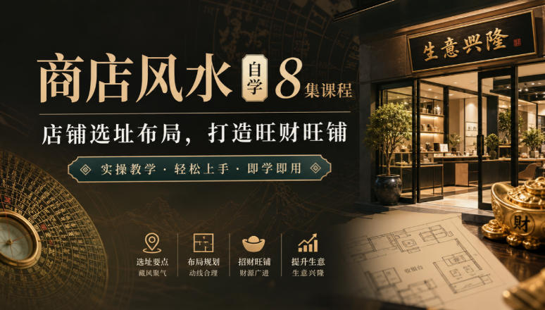 商店风水自学8集课程｜店铺选址布局，打造旺财旺铺实操教学-资源宝库