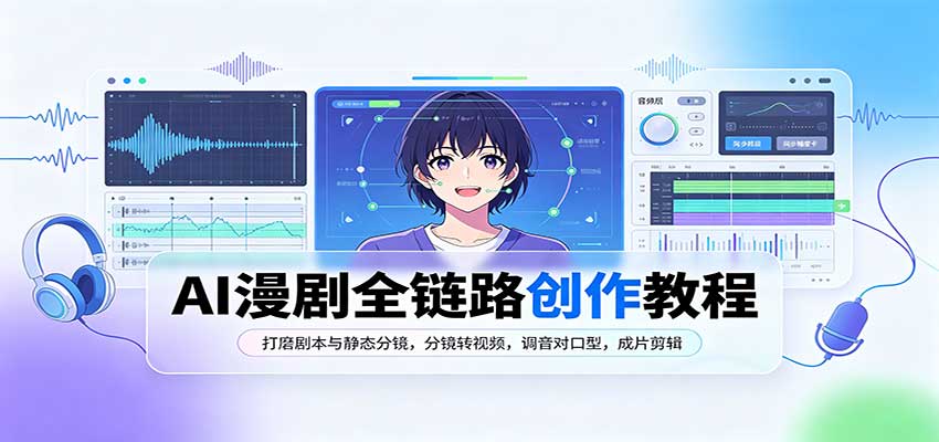 AI漫剧全链路创作教程：打磨剧本与静态分镜，分镜转视频，调音对口型，成片剪辑-资源宝库