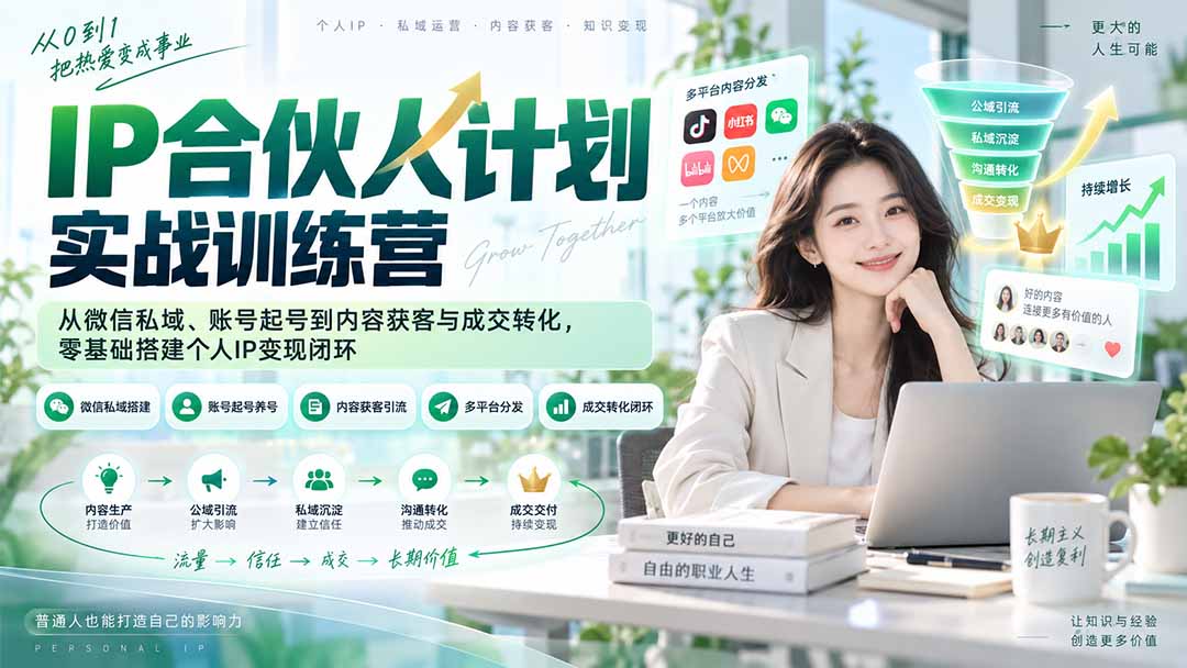 IP合伙人计划实战训练营-更新：从微信私域、账号起号到内容获客与成交转化，零基础搭建个人IP变现闭环-资源宝库