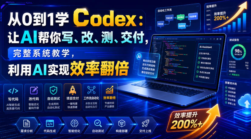 从0到1学Codex:让AI帮你写、改、测、交付,完整系统教学,利用AI实现效率翻倍(更新0918)-资源宝库