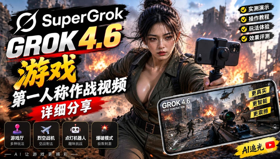 Grok 4.6也能做游戏？第一人称作战视频实测｜玩法详细讲解-资源宝库