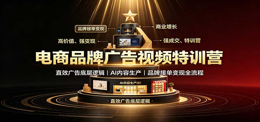 电商品牌广告视频特训:直效广告底层逻辑,AI内容生产,品牌接单变现全流程-资源宝库