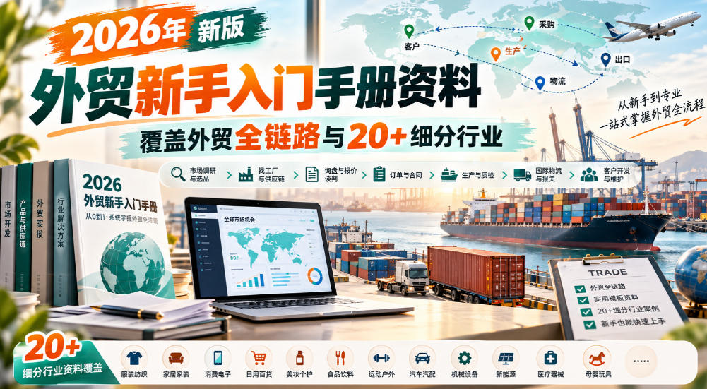 2026年新版外贸新手入门手册资料，覆盖外贸全链路与20+细分行业-资源宝库