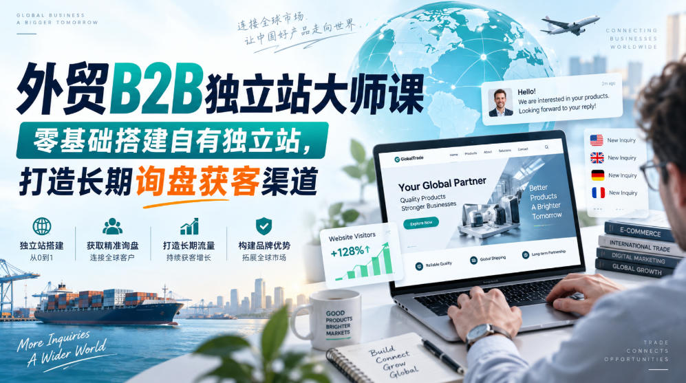 外贸B2B独立站大师课，零基础搭建自有独立站，打造长期询盘获客渠道-资源宝库