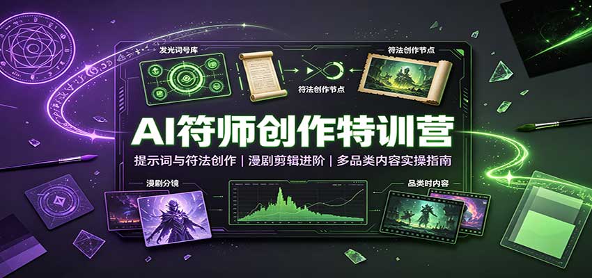 AI符师创作特训营:提示词与符法创作,漫剧剪辑进阶,多品类内容实操指南-资源宝库