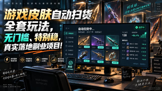 游戏皮肤自动扫货全套玩法,无门槛、特别稳,真实落地副业项目!【揭秘】-资源宝库