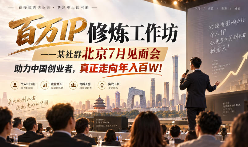 百万IP修炼工作坊——某社群北京7月见面会，助力中国创业者，真正走向年入百W!-资源宝库