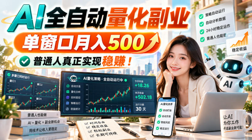 AI全自动量化副业，单窗口月入500，普通人真正实现稳賺！【揭秘】-资源宝库