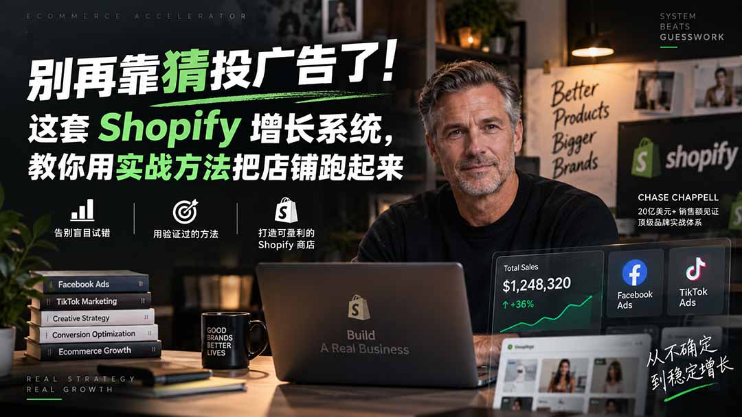 别再靠猜投广告了！这套 Shopify 增长系统，教你用实战方法把店铺跑起来【原创双语字幕】-资源宝库