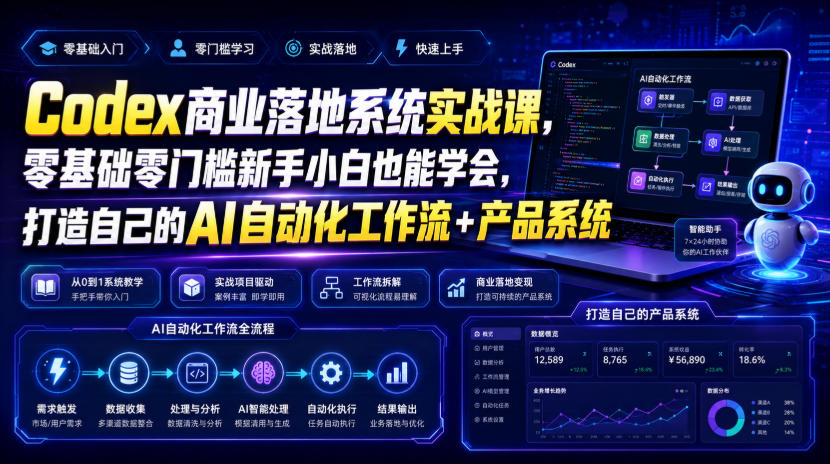 Codex商业落地系统实战课，零基础零门槛新手小白也能学会，打造自己的AI自动化工作流+产品系统(更新)-资源宝库