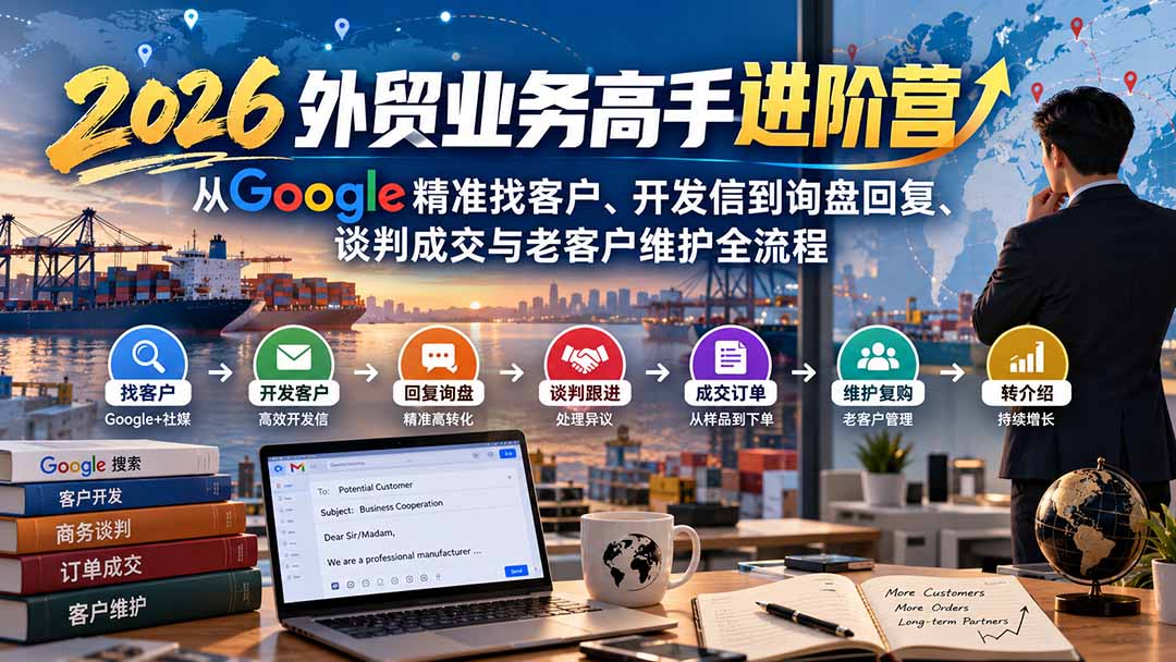 2026外贸业务高手进阶营：从Google精准找客户、开发信到询盘回复、谈判成交与老客户维护全流程-资源宝库