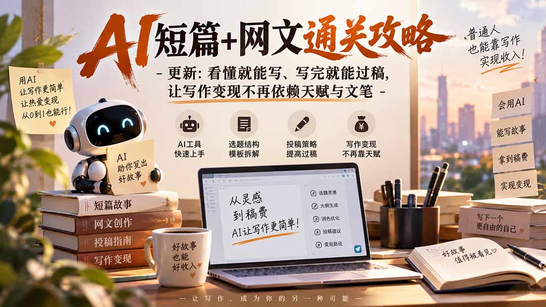 AI短篇+网文通关攻略-更新0921:看懂就能写、写完就能过稿,让写作变现不再依赖天赋与文笔-资源宝库