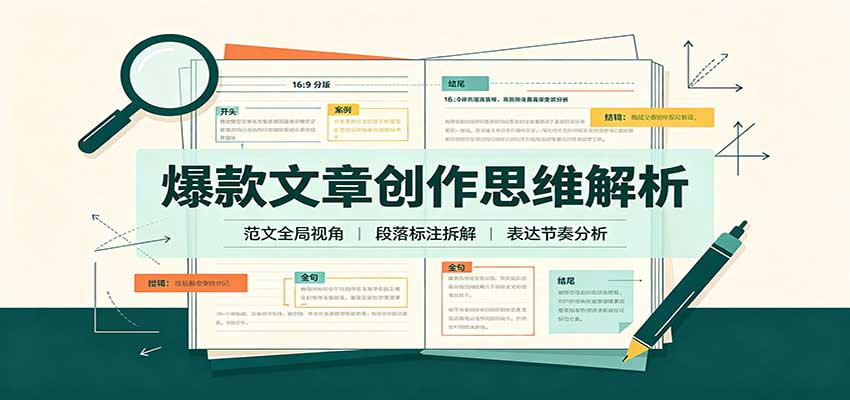 爆款文章创作思维解析：全局视角拆解范文，梳理行文逻辑，搭配真实拆文实操案例-资源宝库