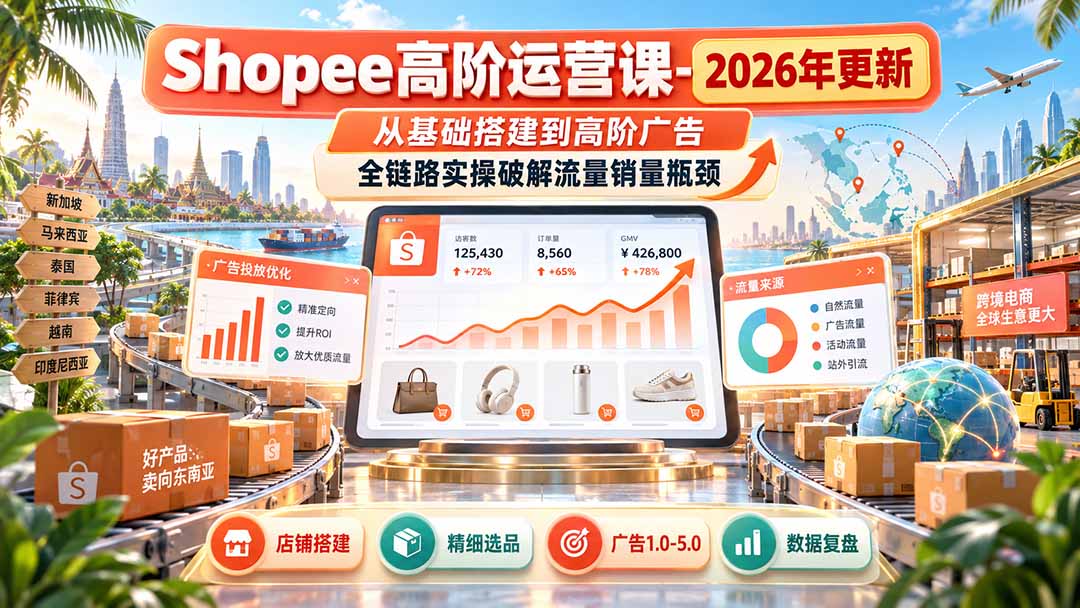 Shopee高阶运营课-更新9月，从基础搭建到高阶广告，全链路实操破解流量销量瓶颈-资源宝库