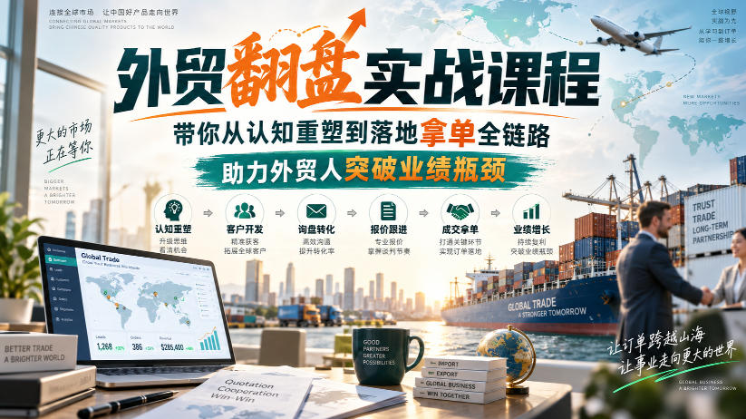 外贸翻盘实战课程，带你从认知重塑到落地拿单全链路，助力外贸人突破业绩瓶颈-资源宝库