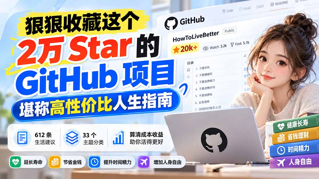 狠狠收藏这个 2 万 Star 的 GitHub 项目，堪称高性价比人生指南。-资源宝库