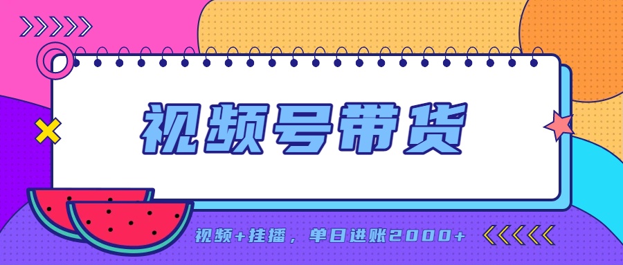 日入2000+的副业，视频号带货，一部手机改写人生篇章，无需投资-资源宝库