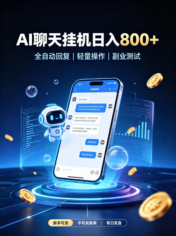 AI聊天挂G项目，日入800➕，全自动操作，适用个人副业，支持工作室矩阵操作【揭秘】-资源宝库