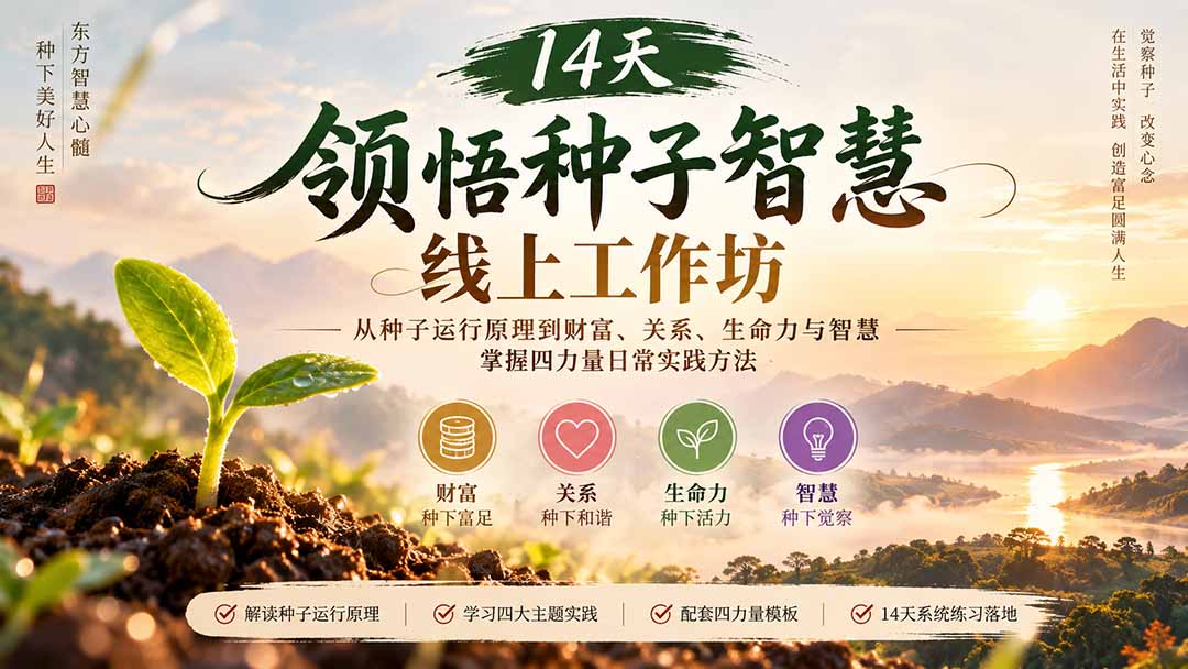 14天领悟种子智慧线上工作坊｜从种子运行原理到财富、关系、生命力与智慧，掌握四力量日常实践方法-资源宝库