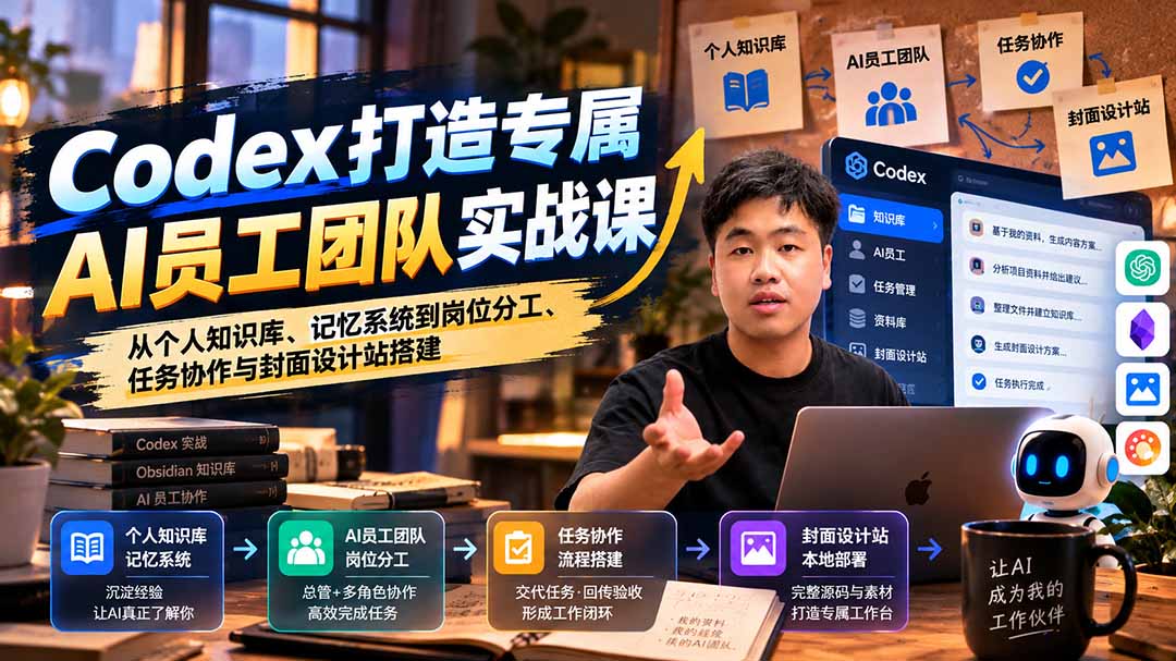 【无水印】Codex打造专属AI员工团队实战课：从个人知识库、记忆系统到岗位分工、任务协作与封面设计站搭建-资源宝库