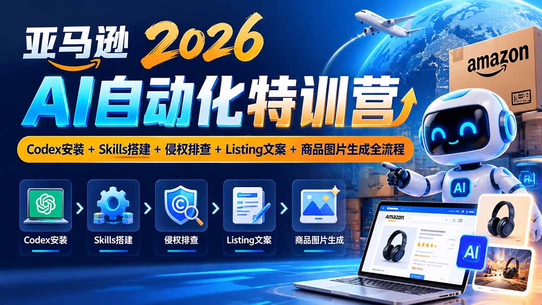 亚马逊2026AI自动化-10月特训营：Codex安装+Skills搭建+侵权排查+Listing文案+商品图片生成全流程-资源宝库