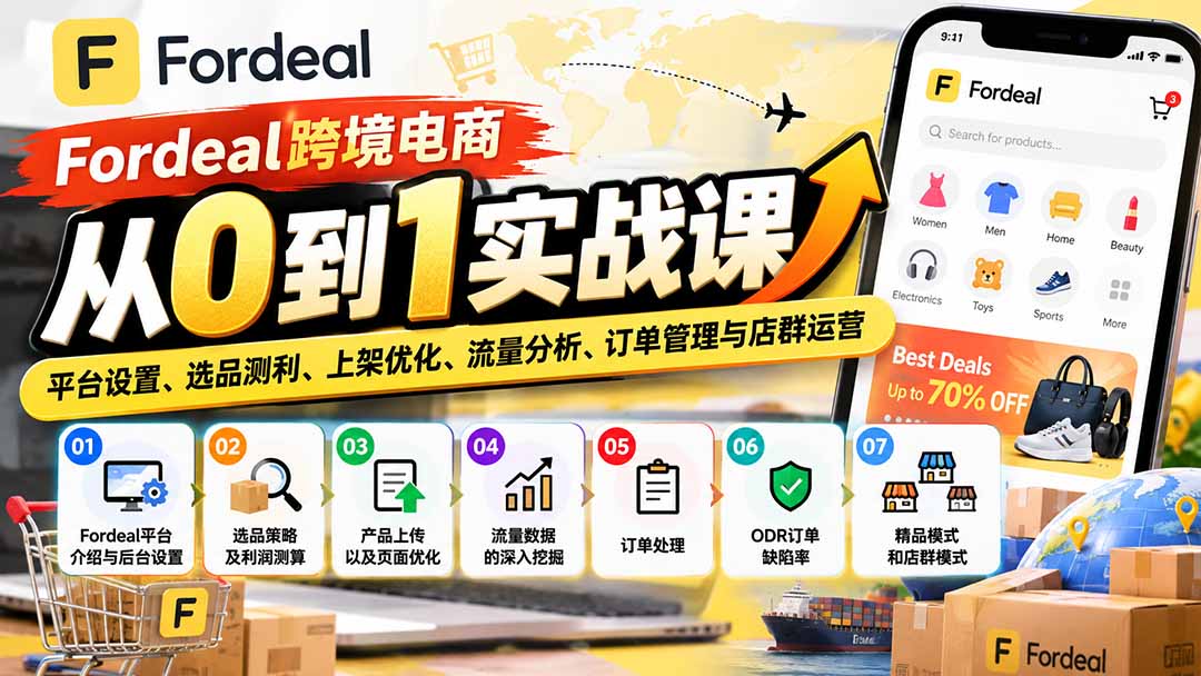 Fordeal跨境电商从0到1实战课：平台设置、选品测利、上架优化、流量分析、订单管理与店群运营-资源宝库