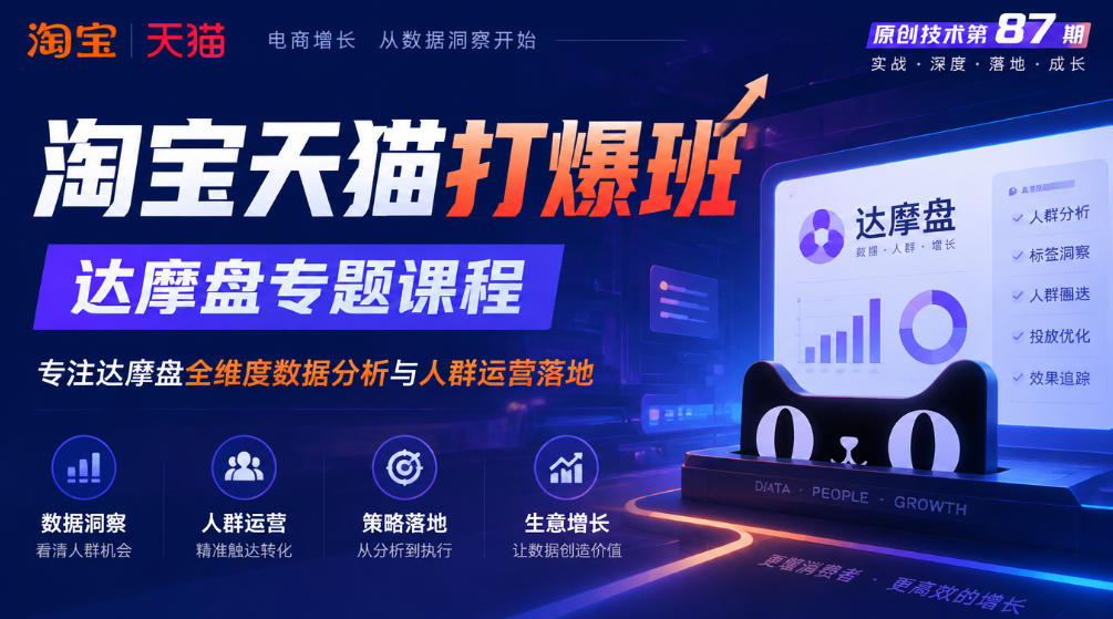 《淘宝天猫打爆班》原创技术第87期，达摩盘专题课程，专注达摩盘全维度数据分析与人群运营落地-资源宝库