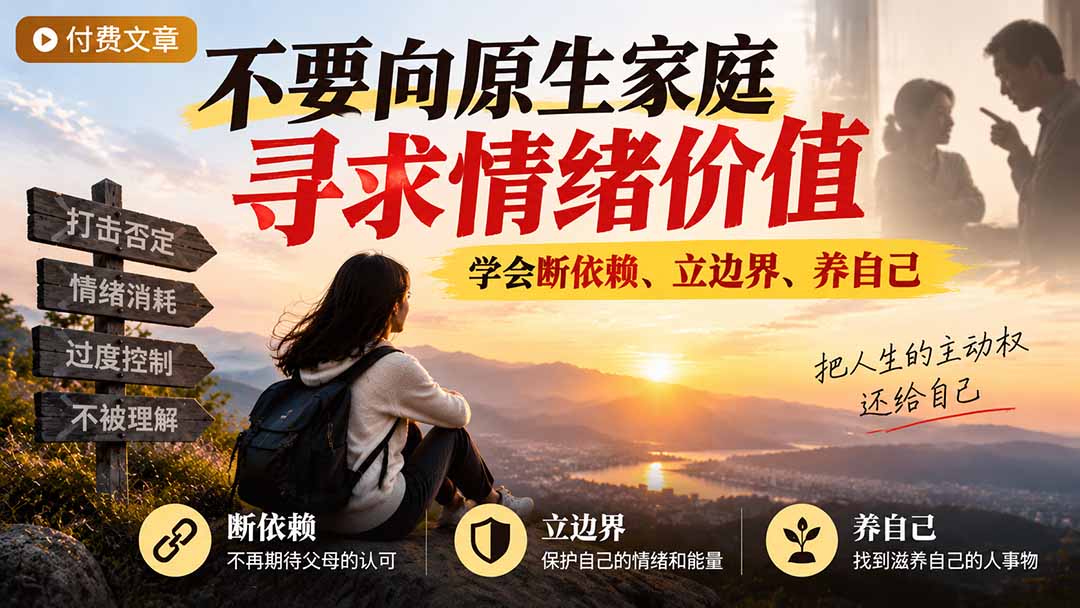 付费文章:不要向原生家庭寻求情绪价值,学会断依赖、立边界、养自己-资源宝库