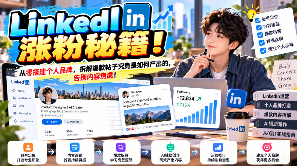 LinkedIn涨粉秘籍!从零搭建个人品牌,拆解爆款帖子究竟是如何产出的,告别内容焦虑!【原创双语字幕】-资源宝库