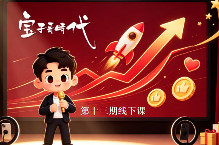 宝子哥抖音直播第13期VIP线下课9月5-6日，26年最值得看的直播课程，快速突破直播间流量瓶颈，打造高效起号闭环-资源宝库