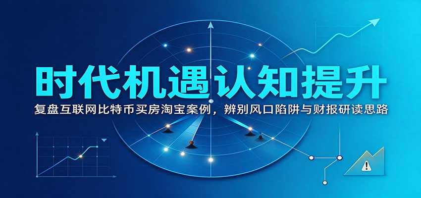 时代机遇认知提升:复盘互联网比特币买房淘宝案例,辨别风口陷阱与财报研读思路-资源宝库