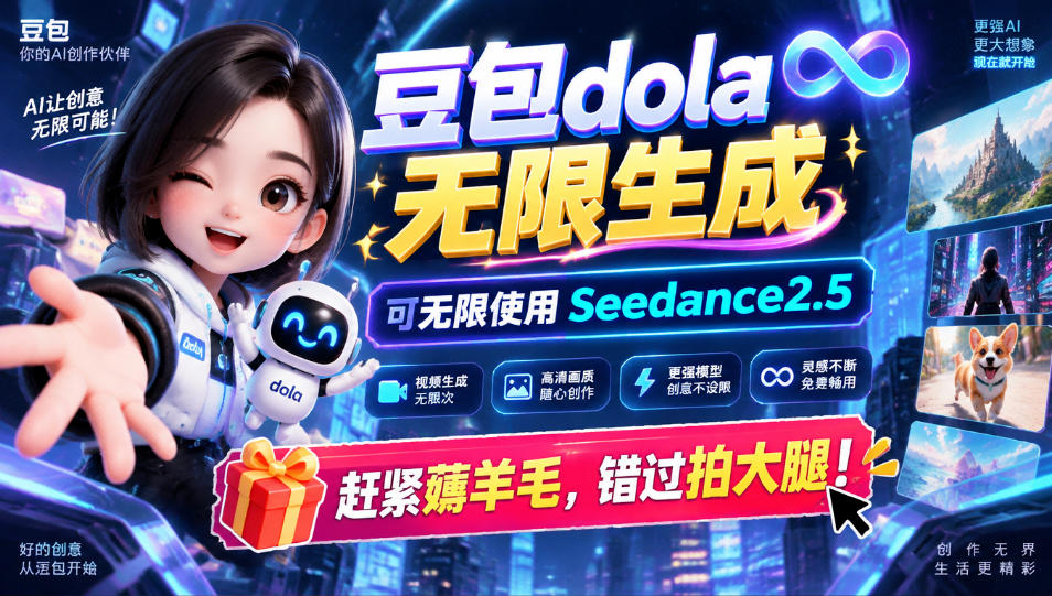 1029最新豆包dola无限生成技术,可以无限生成sseedance2.5,赶紧薅羊毛,和谐拍大腿-资源宝库