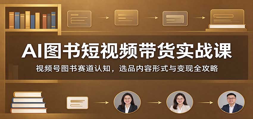 AI图书短视频带货实战课：视频号图书赛道认知，选品内容形式与变现全攻略-资源宝库