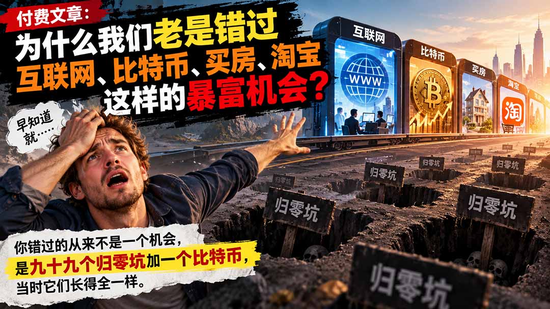 付费文章:为什么我们老是错过互联网、比特币、买 房、淘宝这样的暴富机会?-资源宝库