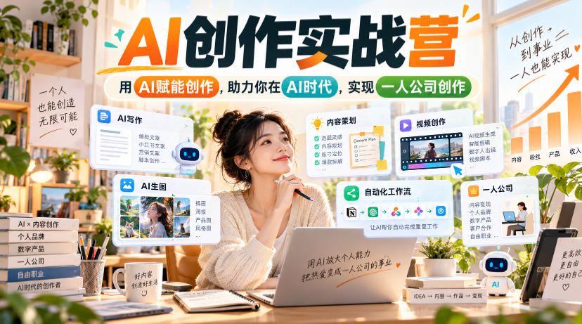 AI创作实战营,用AI赋能创作,助力你在AI时代,实现一人公司创作-资源宝库