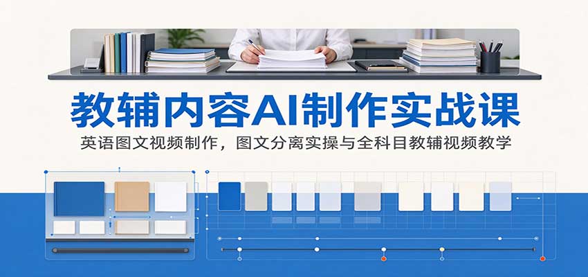 AI制作教辅内容实战课:英语图文视频制作,图文分离实操与全科目教辅视频教学-资源宝库