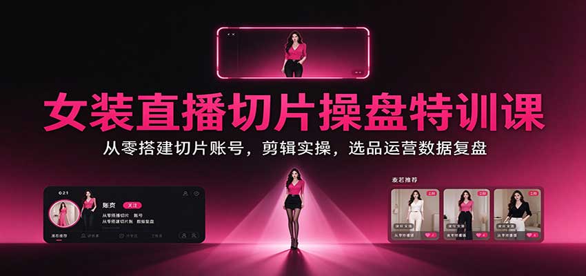女装直播切片操盘特训课:从零搭建切片账号,剪辑实操,选品运营数据复盘-资源宝库